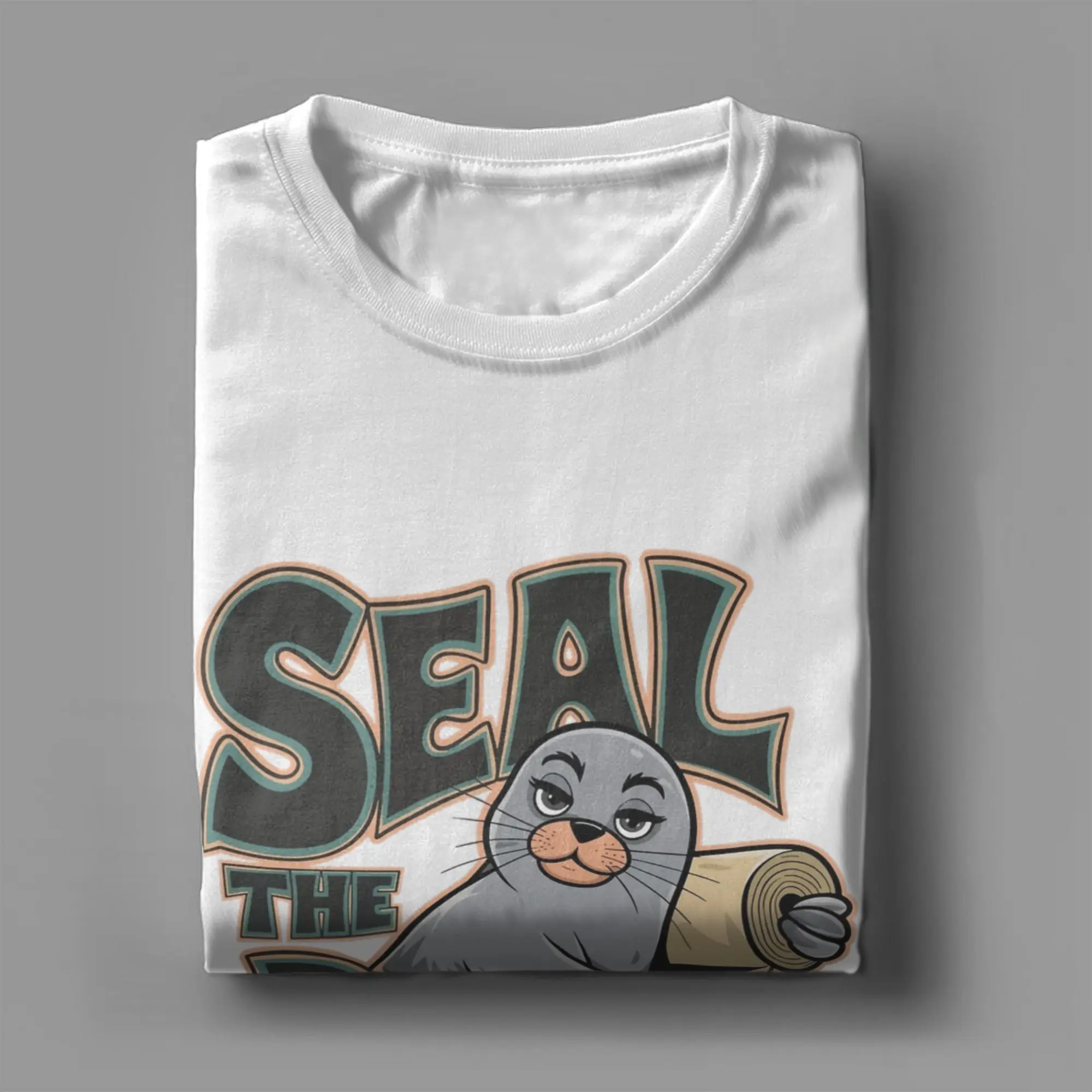 Neil the Seal T-Shirt Men  Novelty 100% Cotton Tee Shirt O Neck Short Sleeve T Shirts Printed Tops