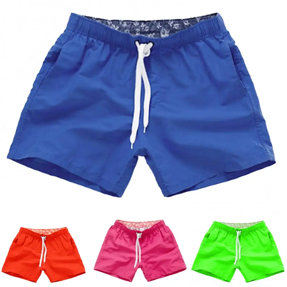

Men Quick Dry Swimming Shorts Swim Trunks Casual Solid Color Beach Shorts Pants Men Drawstring Swimming Trunks Mens Board Shorts
