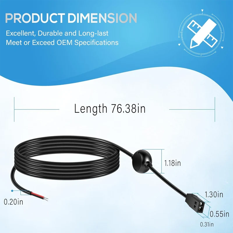 PC 11 Filtered Power Cable 720057-1 Fit for Humminbird All Helix 8/9/10/12/15, 800/900/1100 Series, 797, 798 (6 Feet)