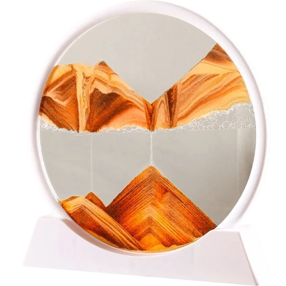 ثلاثية الأبعاد تتحرك اللوحة الزجاج المستديرة تدفق الرمال ديكور فني لمكتب مكتب المنزل المشهد الرمال صورة فنية حلية #4