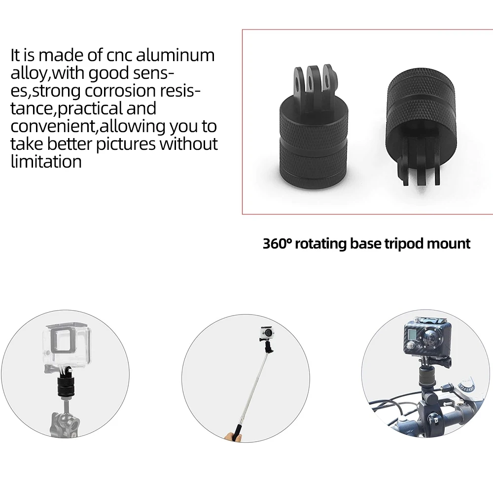 سبائك الألومنيوم للتدوير ترايبود جبل محول معدني لكاميرا GoPro Hero 13 12 11 10 9 8 SJCAM Insta360 AKASO DJI Osmo Action #4