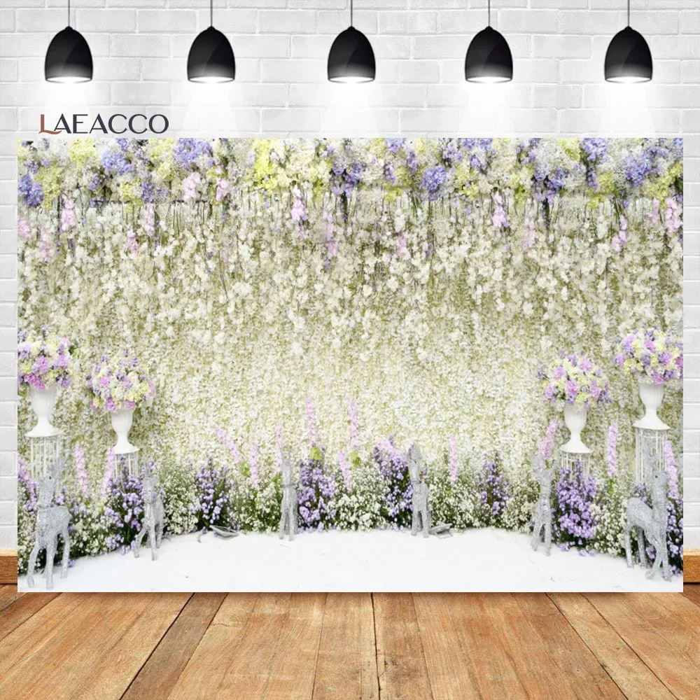 

Laeacco Wedding Floral Wall Backdrop Pink White Rose Flower Bridal Shower Romantic Ceremony Girl Portrait Photography Background