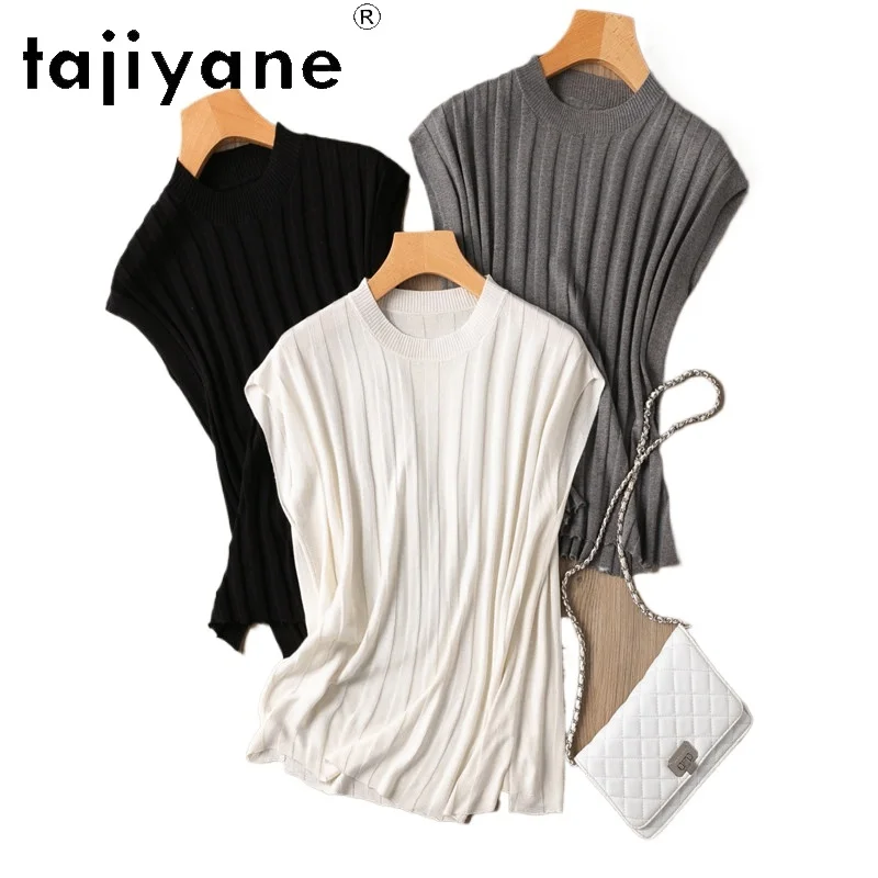

TAJIYANE 70% Mulberry Silk 30% Cotton Tank Tops Woman Elegant Solid Ribbed Vest Premium Spring Summer Top 2026 Women Clothes топ
