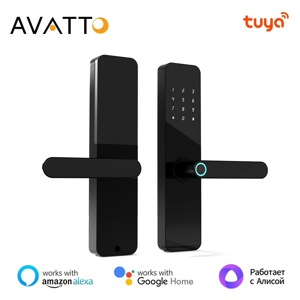 AVATTO Tuya WiFi Digital Electronic Lock Biometrics Fingerprint With Password/Key/IC Card，Smart Door Lock With USB Emergency