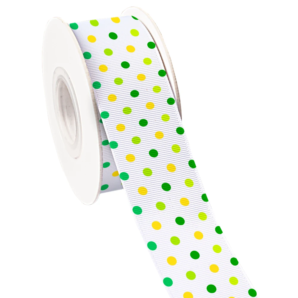 Green Clover Saint Patrick\'s Day Printed Grosgrain Ribbon /Satin for Gift Wedding Party Decoration DIY Hair Bow 10 Yards