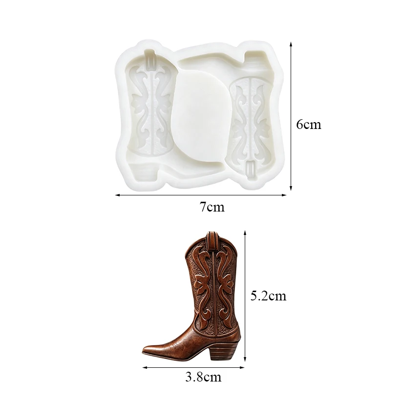 Cowboy-Stiefel Silikonform Zuckerguss-Cupcake-Backform Fondant-Kuchendekorationswerkzeuge Harzwerkzeuge – Detail 9