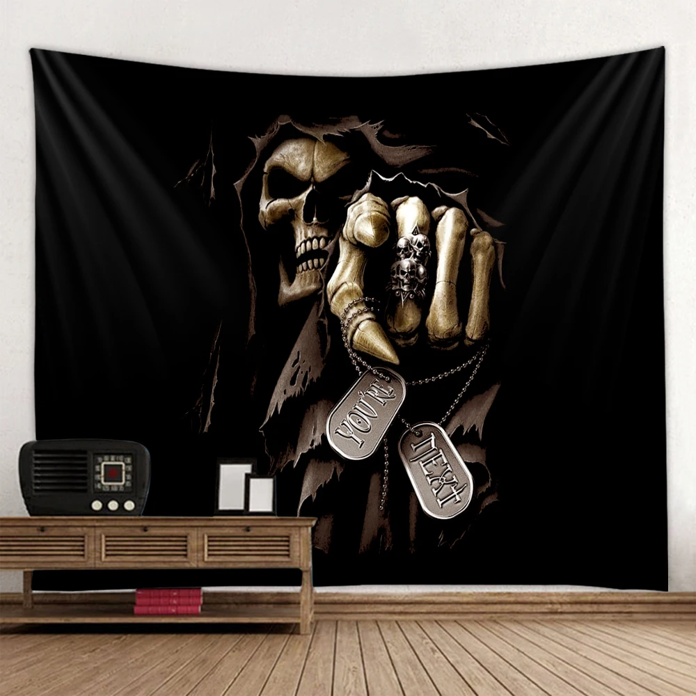 Cool Scary Halloween Skull Print Tapestry Room Living  Dorm Wall Decor Backdrop Fabric Home  