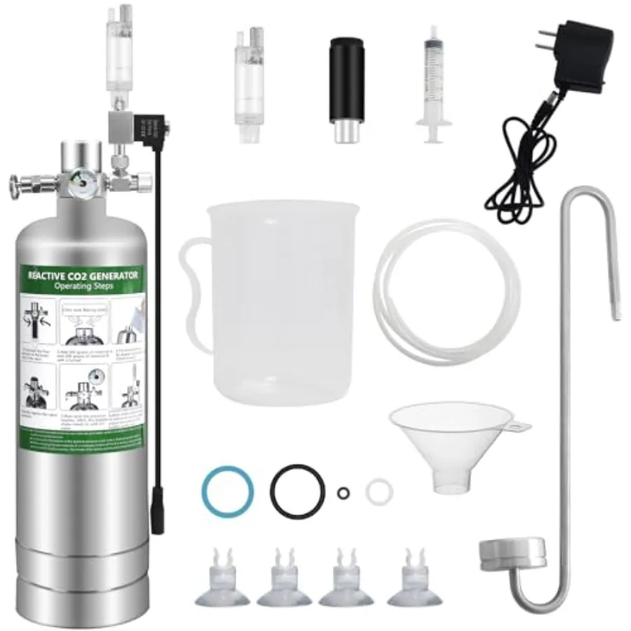 

2L Co2 for Aquarium Kit with Double Switch Solenoid Valve, Aquarium Co2 Kit with Adjustable Bubble Counter, Co2 Aquarium Kit