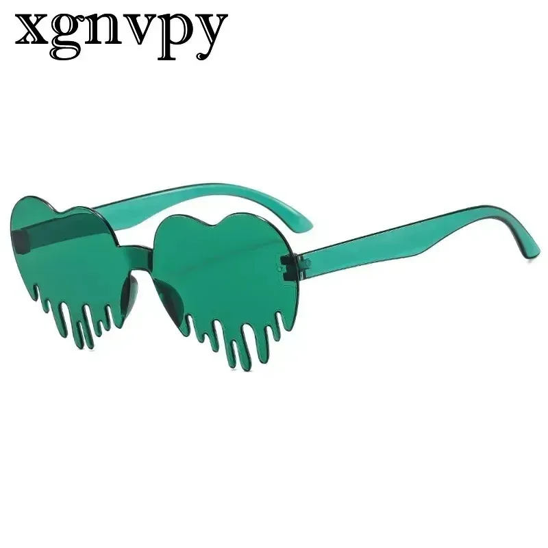 xgnvpy        Vintage Candy Sunglasses - Peach Heart Frameless, Ocean-Inspired, Lightweight PC Shades for Trendsetters