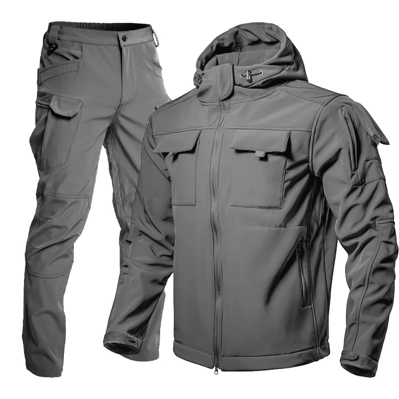 Winter Men's Thick Windproof and Breathable Camouflage Suit Set Outdoor Shark Skin Soft Shell Cold Resistant and Warm Jacket view 4