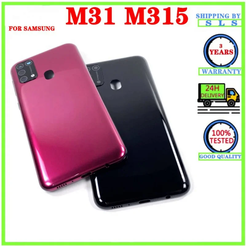 Full Housing For Samsung Galaxy M31 M315 LCD Front Middle Frame Bezel  Battery Back Door Rear Cover With Camera Lens Side Button