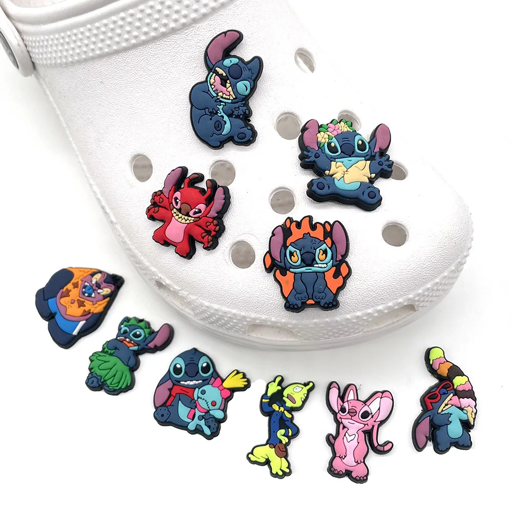 Cartoon Anime Stitch Disney Serie Clogs DIY Shoe Flower Decorative Buckles Detachable Soft Rubber Shoe charms clip accessories