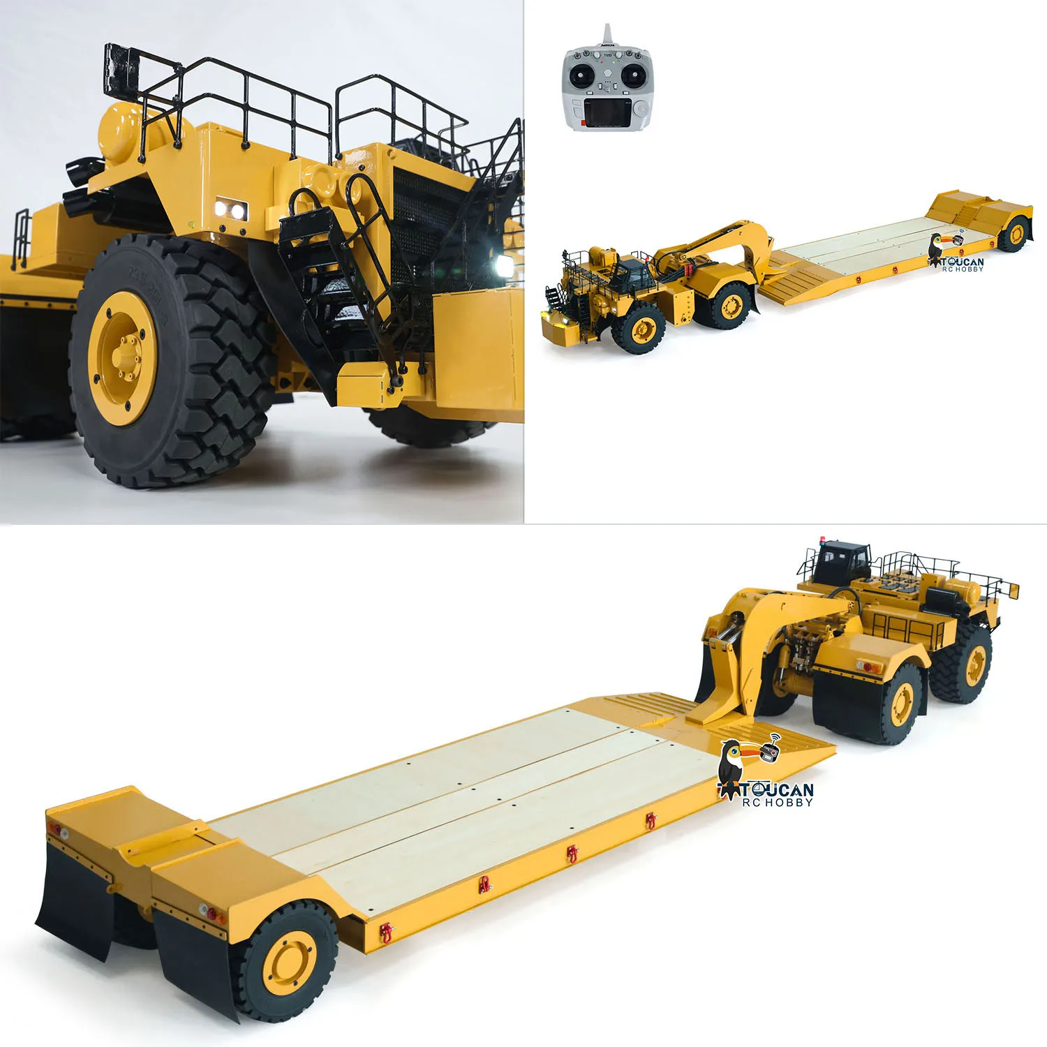 

1/20 Metal RC Heavy Duty Hydraulic Mining Trailer C739D PRO Gooseneck Car Remote Control Construction Vehicle 1.8 Meters Long!