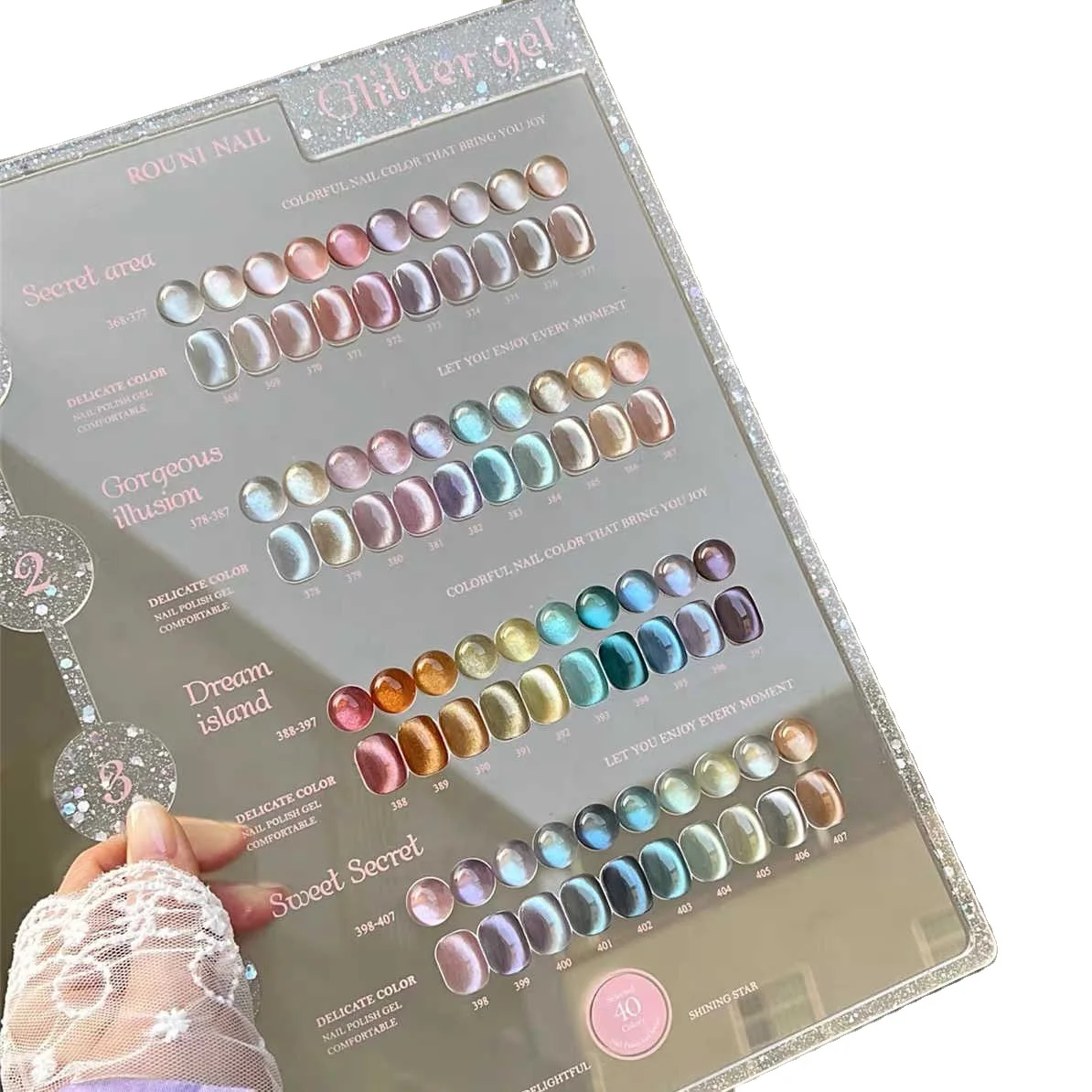 Набор гель-лаков ROUNI Multicolor 40 цветов Moonlight Cat Eye для ногтей, для салонов красоты, новинка 2025 года, хит продаж, набор для нейл-арта, нетоксичный УФ-гель, оптом