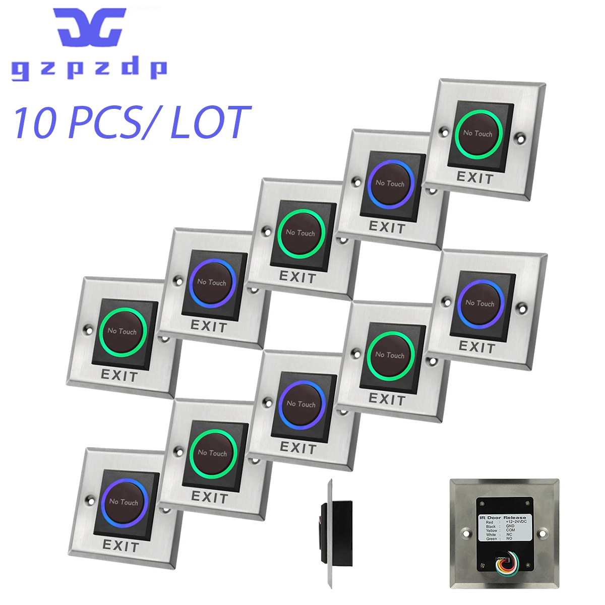 10 PCS 86 Size Metal Door Release Switch IR Contactless No Touch Infrared Exit Button K2-1