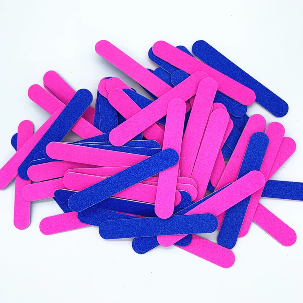 

100pcs Sandpaper Nail Files for Smoothing Shaping Natural False Nails Extensions Blue Manicure Polish Removal Tools