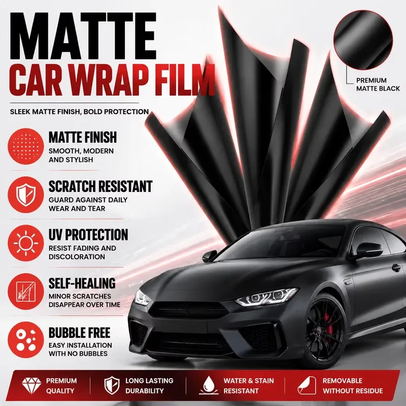 Matte Black TPU Car Wrap Film Anti-Scratch Self Healing Paint Protection Film PPF for Full Body Decoration