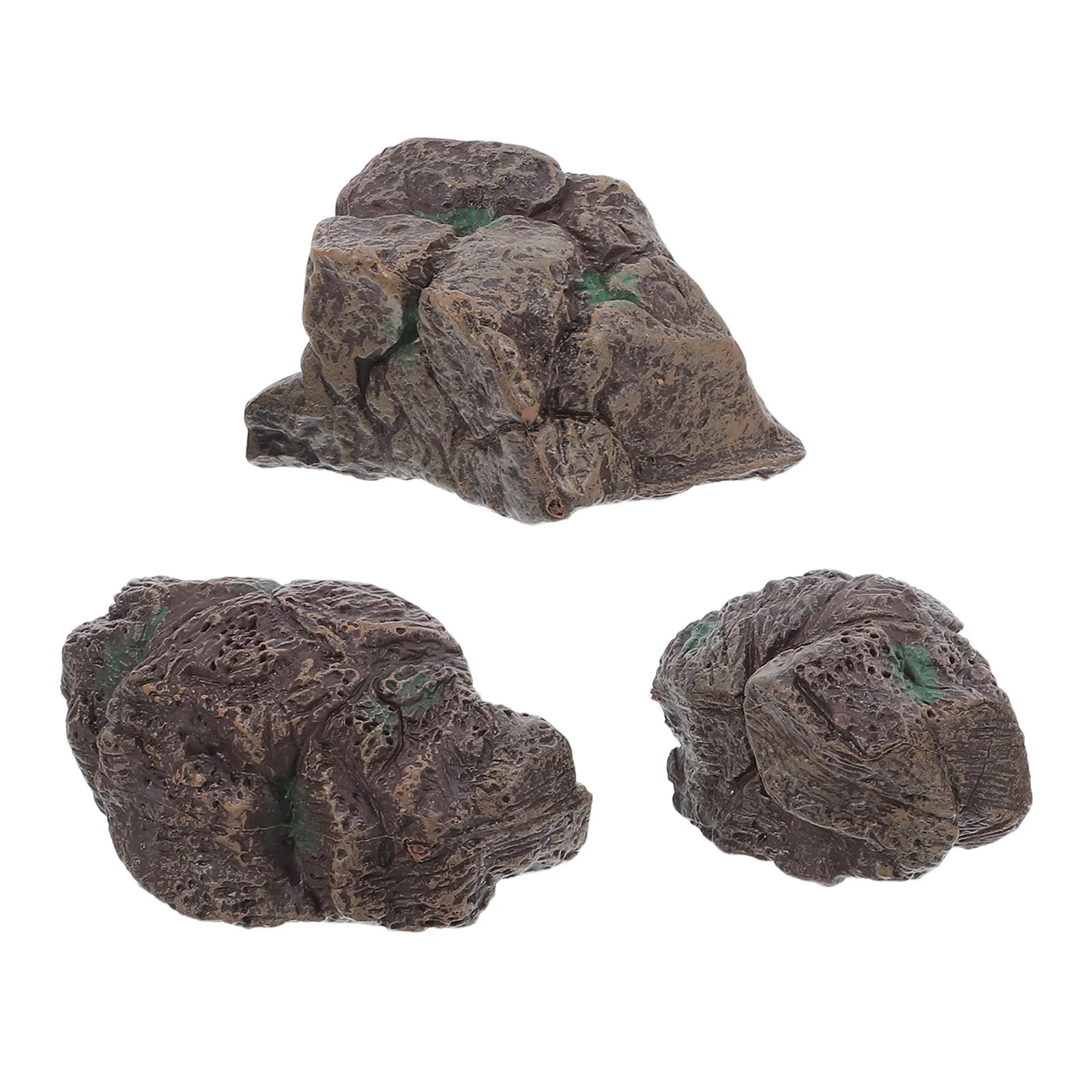 3Pcs Realistic Artificial Stone Rock Set for Miniature Landscapes Terrarium Zen Fairy Garden Sand Table Aquarium Decor Miniature
