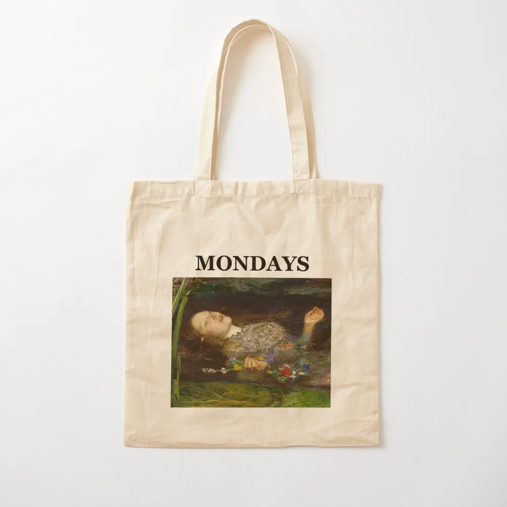 John Millais Ophelia - Mondays Tote Bag university shopper bag tote bags men custom bags Lady bag