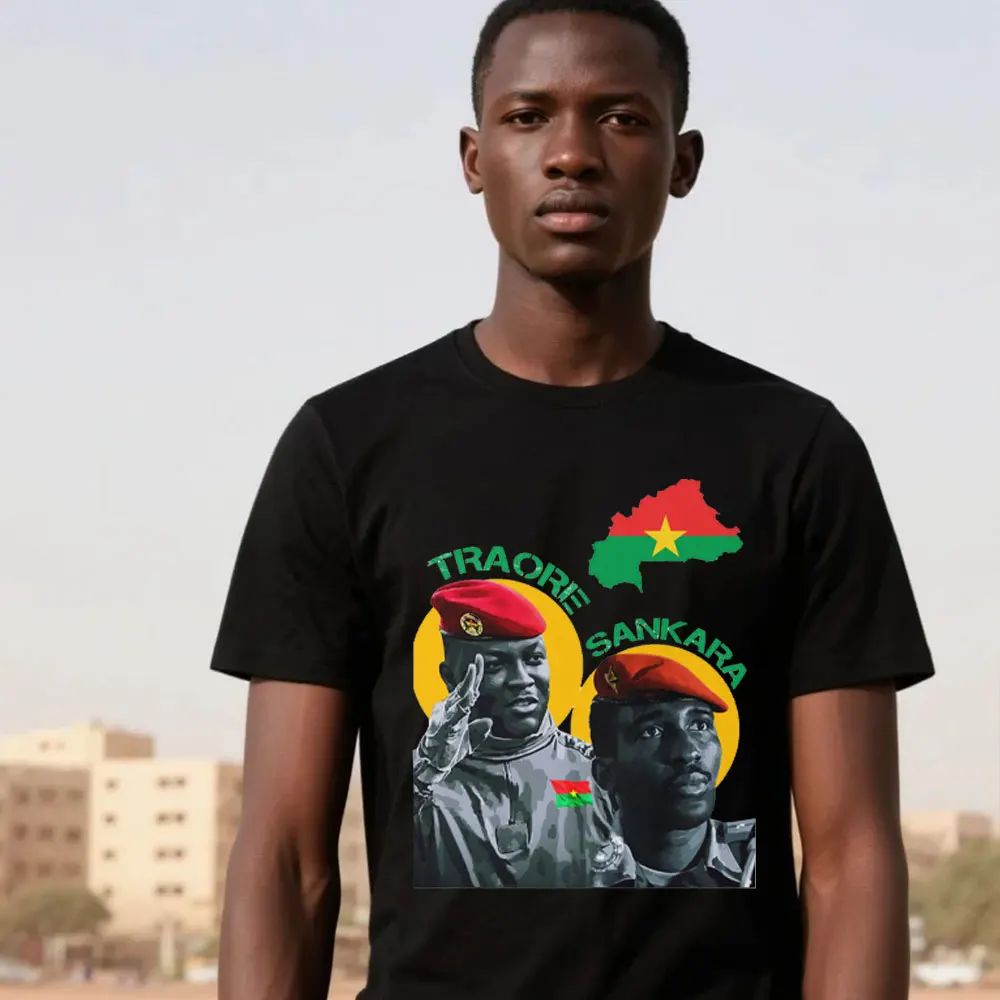 Ibrahim Traore Thomas Sankara T-Shirt Burkina Faso Politics Pan Africanism Ibrahim Traore Tee Revolutionary Shirt Men Clothing