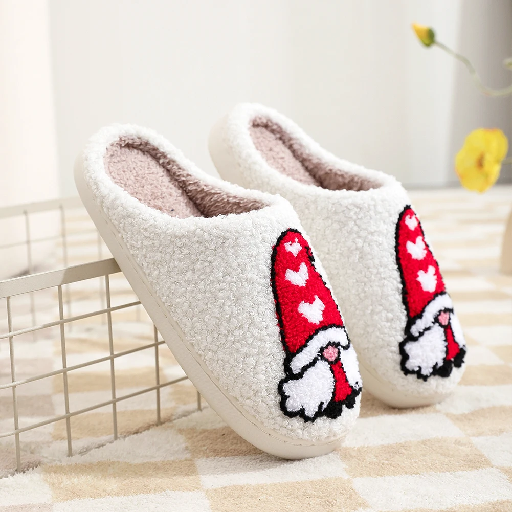 Pantoufles Gnome en peluche, pantoufles en fourrure Kawaii, pantoufles confortables et douces en nuage, pantoufles chaudes pour Couple, pour noël, saint-valentin