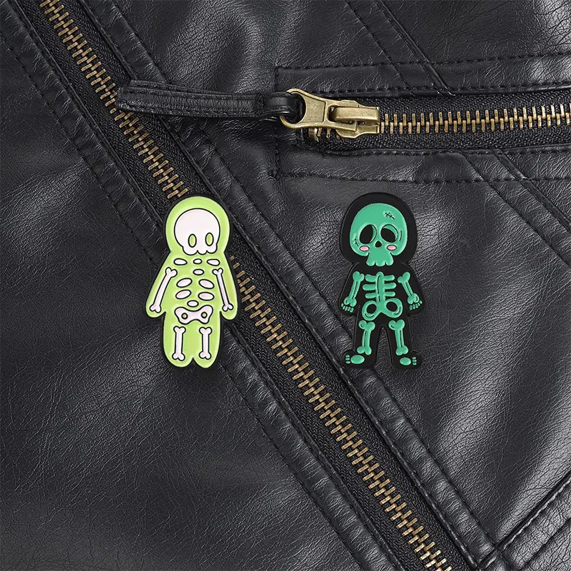 X-Ray Skeleton Soft Toy Enamel Pin, Halloween Bone Brooch For Cute Spooky Style And Alternative Gift