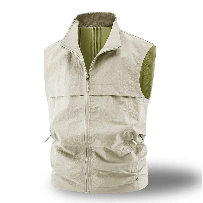

Spring Autumn Men's Lightweight Outdoor Sports Vest Thin Casual Jaet Breathable Outerwear Velvet Material Slim Fit Vest