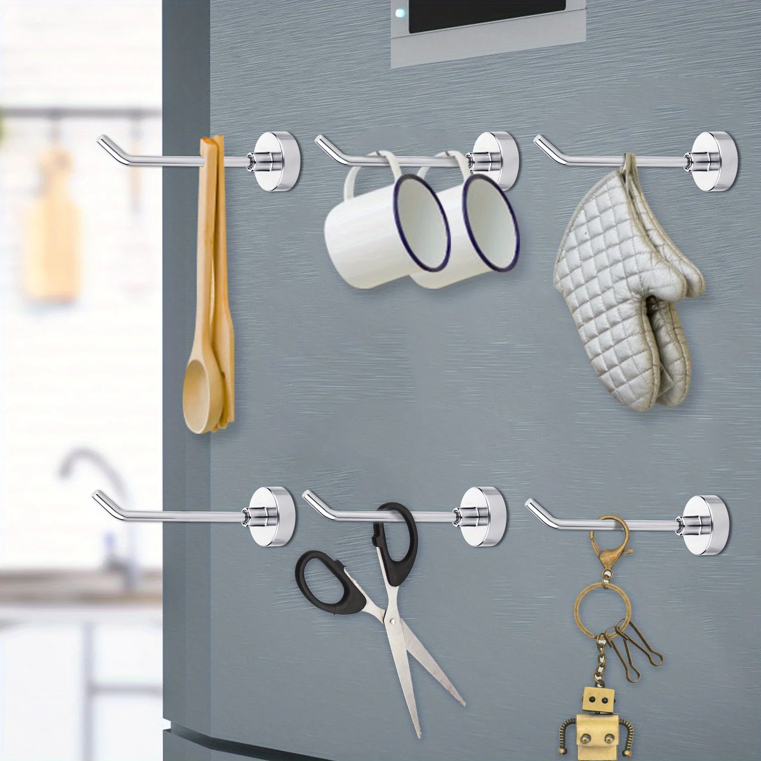 6 Stück magnetischer Haken, robuster Magnethaken, magnetischer Kreuzfahrthaken zum Aufhängen, großer magnetischer Metallhaken, kann für Grill verwendet werden,