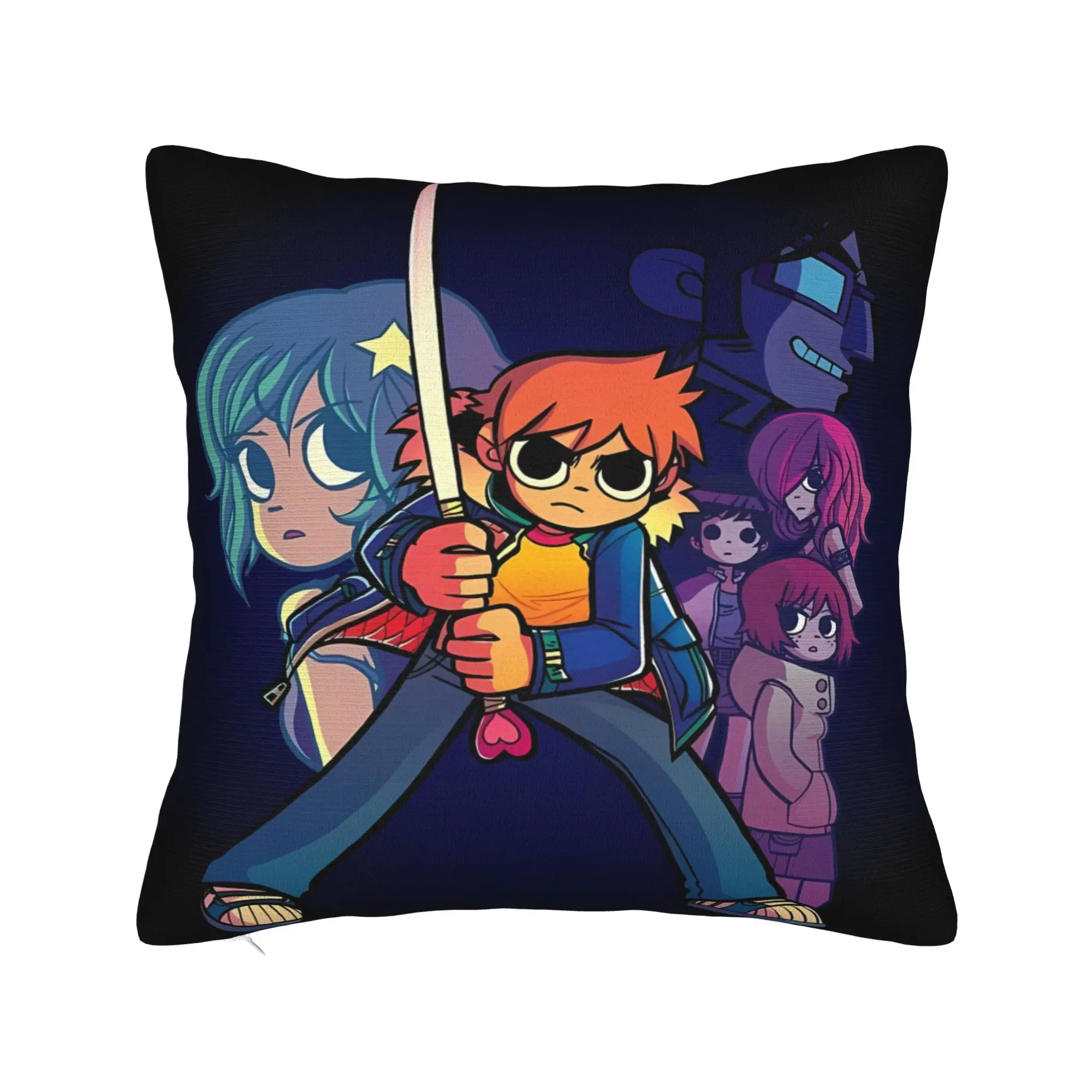 Pillow Case Scott Pilgrim Comic  Square  Pillow Cover For Sofa Couch Bed Living Room Funny Pillowcases
