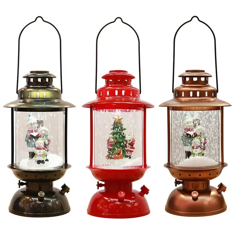 DurableLucky Snow New Christmas Decorations Creative Retro Lamp Snow Lamp Snow Music Lamp