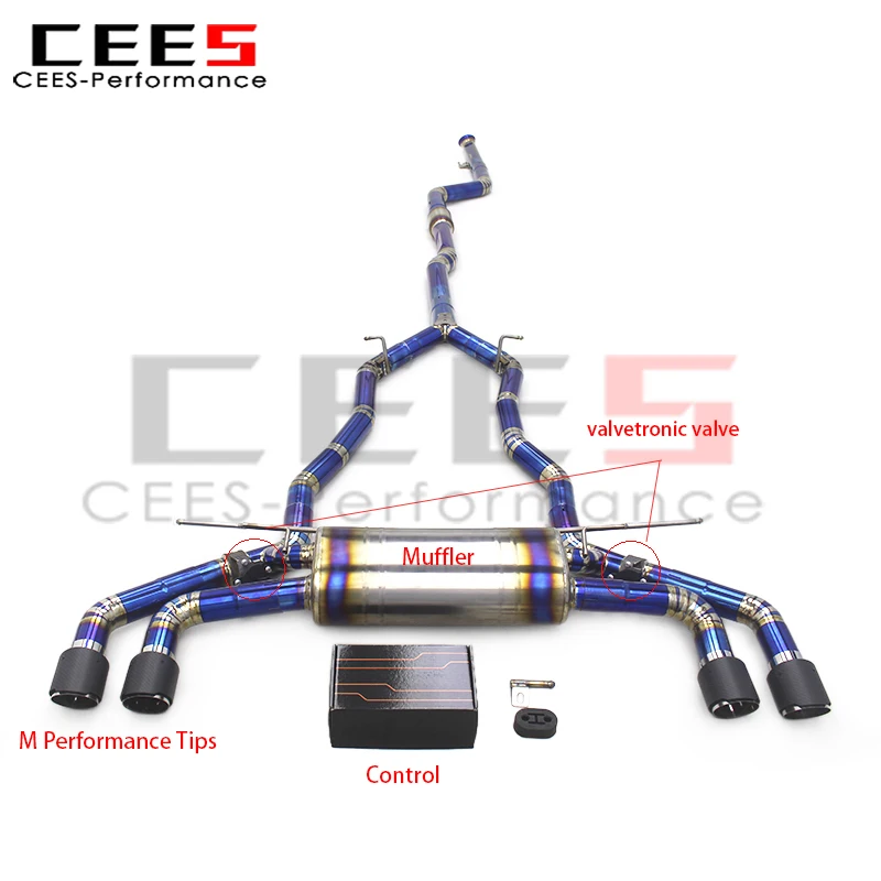 

cees Titanium Cat-back Exhaust System for BMW 530 530E 2.0T 2016-2024 Straight Pipes Car Part Muffler Valve Carbon Fiber Tips