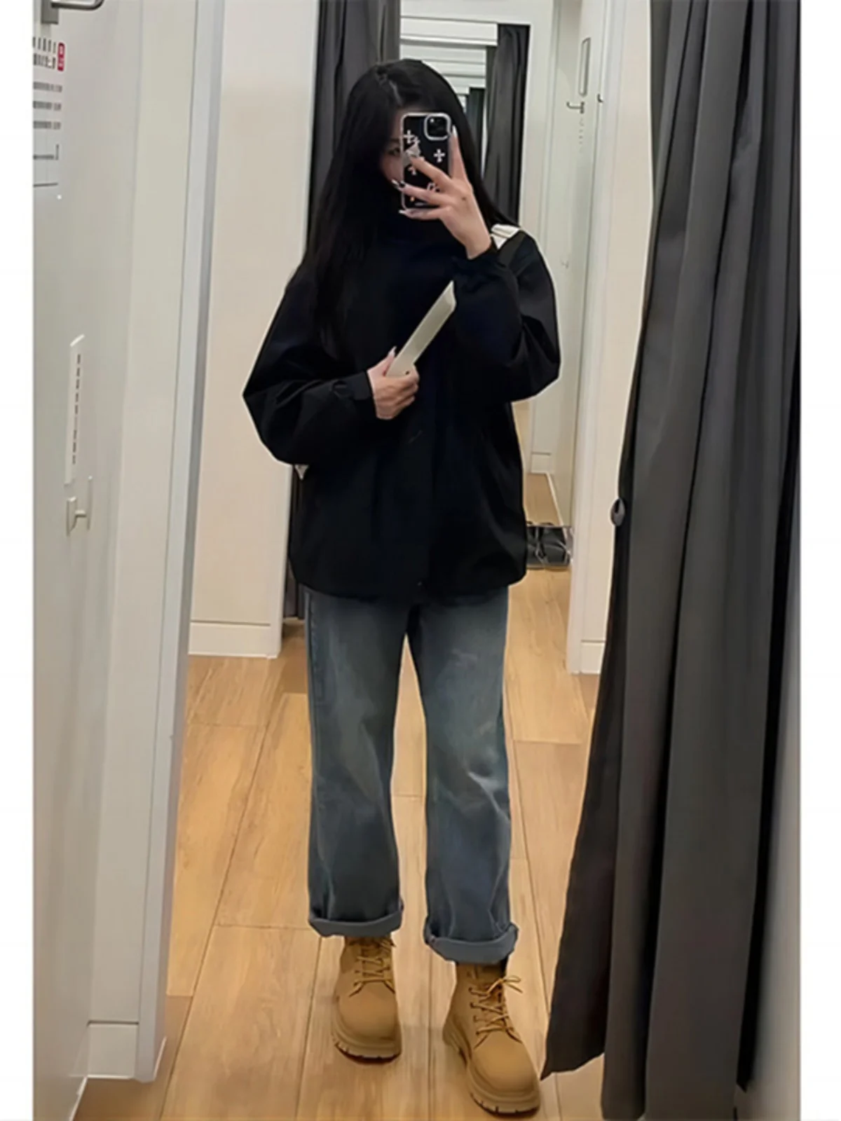 

e ey Straight Leg Men's Jeans Autumn Winter American Workwear Pants Boots Vintage Loose Wide Leg Trousers