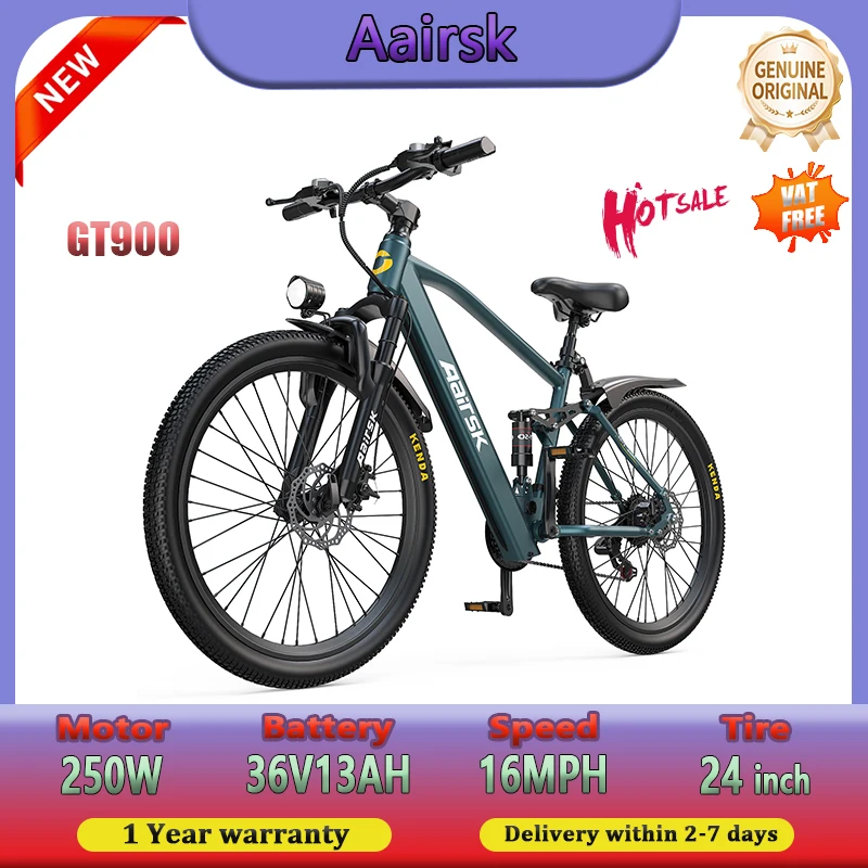 

Aairsk GT900 Ebike 250W Motor 36V13AH All-terrain Mountain Off-road Electric Bike 24 inch Tire City Commute Electric Bicycle NFC