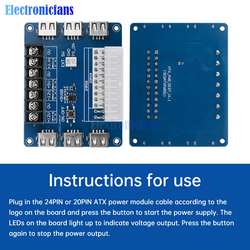 ATX Power Adapter Board Power Pickup Board Power Module USB Charging Desktop Chassis Power Leads