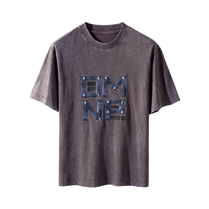 

Vintage wash made old 100% cotton short-sleeved T-shirt men with loose top