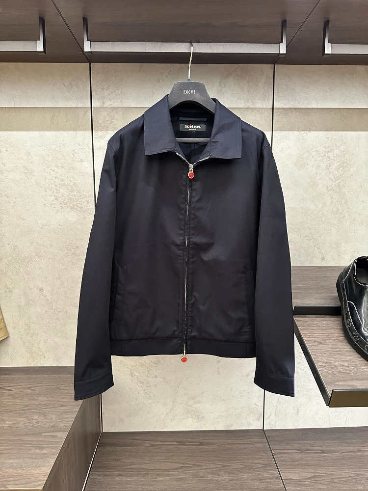 

2025 spring new kiton chiton men's long-sleeved flight suit fashion versatile lapel solid color jacket
