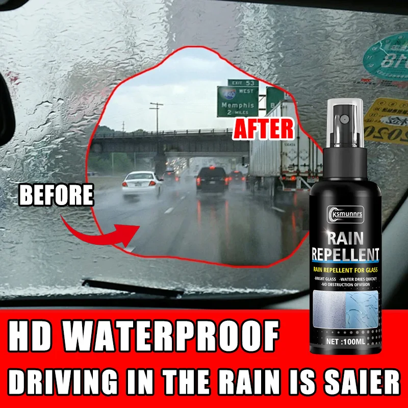 Anti-Fog Spray for Car Windshield, Mirrors & Glasses – Long-lasting defogger forms water & mist repellent coating for crystal
