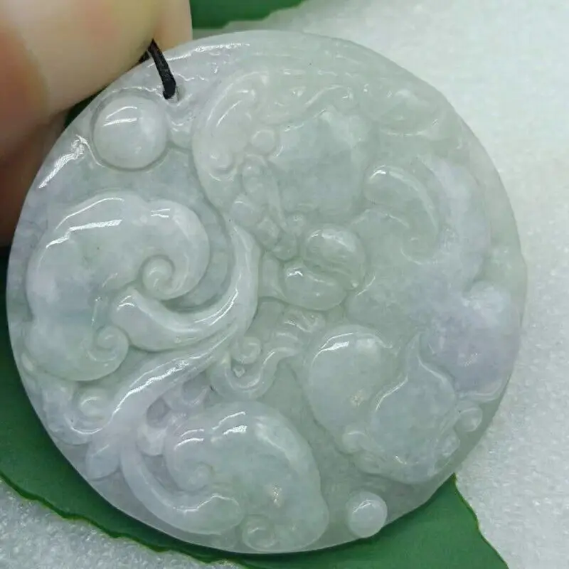 Certified Light Green Light Purple Natural A Jade Jadeite Pixiu Pendant Pixiu