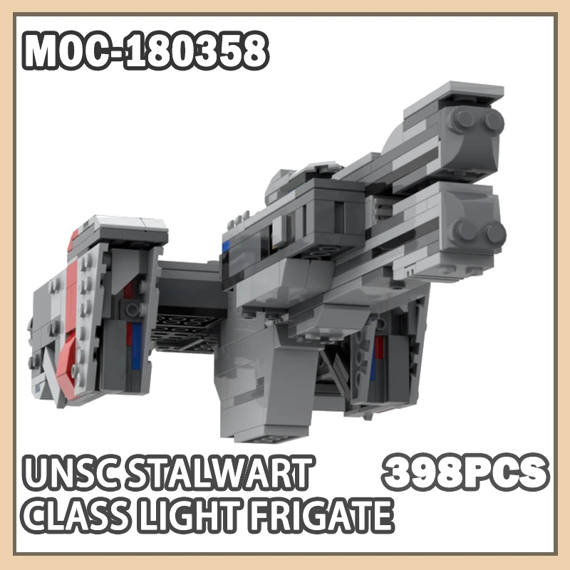MOC- 180358   UNSC Stalwart-CLass Light Frigate Строительные блоки Кирпичи DIY Сборка Игровая модель Технические игрушки для взрослых Подарки 398 шт.