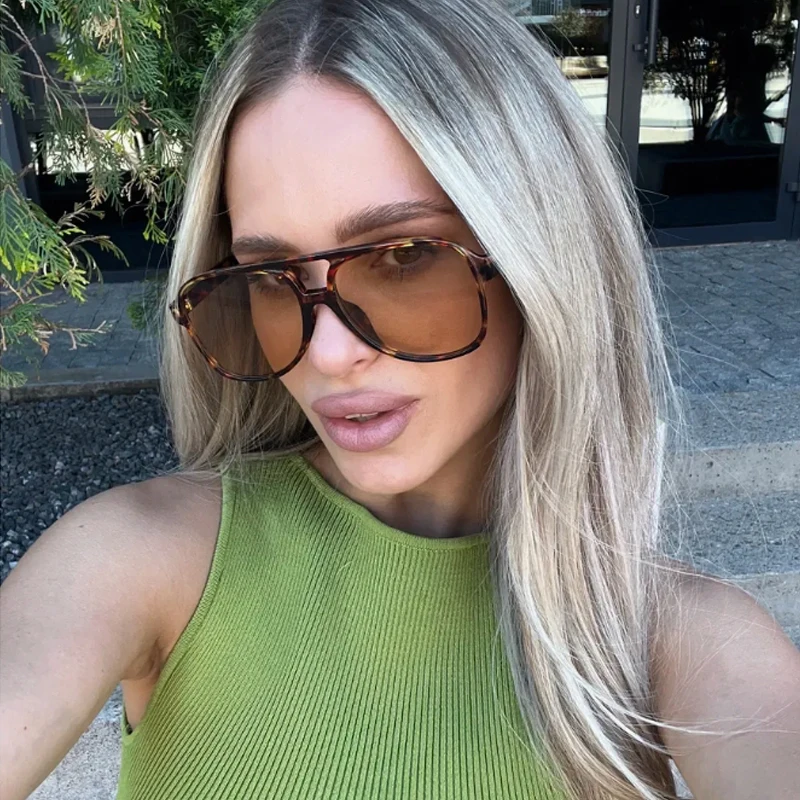 Hiking Camping New Fashion Oversized Square WomenAnti Light Glasses Colorful Lens Gradient Shades Outdoor Casual Eyewear UV400