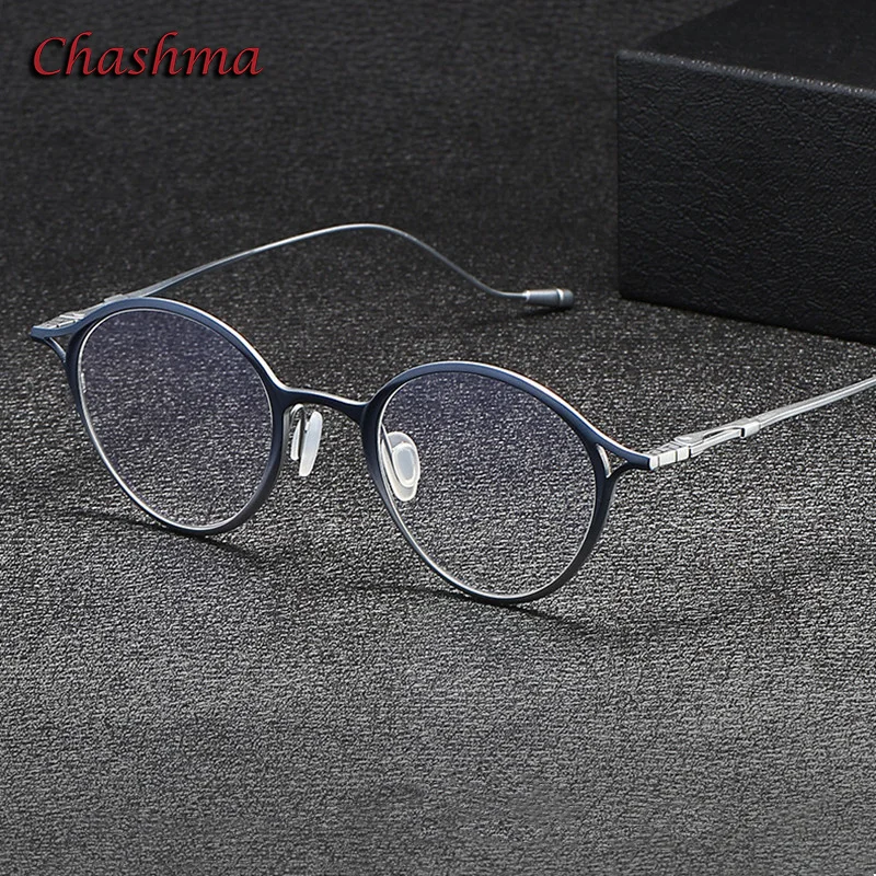 Chashma Top Quality Men Prescription Glasses Eyeglasses Frames Optical Pure Titanium Eyewear Lenses Spectacles 47mm Lens Width