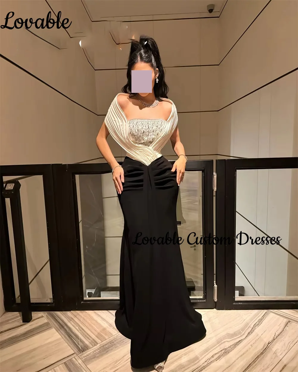 فساتين حفلات أنيقة للنساء مخصصة حورية البحر بدون حمالات بطول الأرض فساتين لحضور الحفلات الموسيقية كشكش كاب الأشرطة سستة حتى فساتين رسمية #3