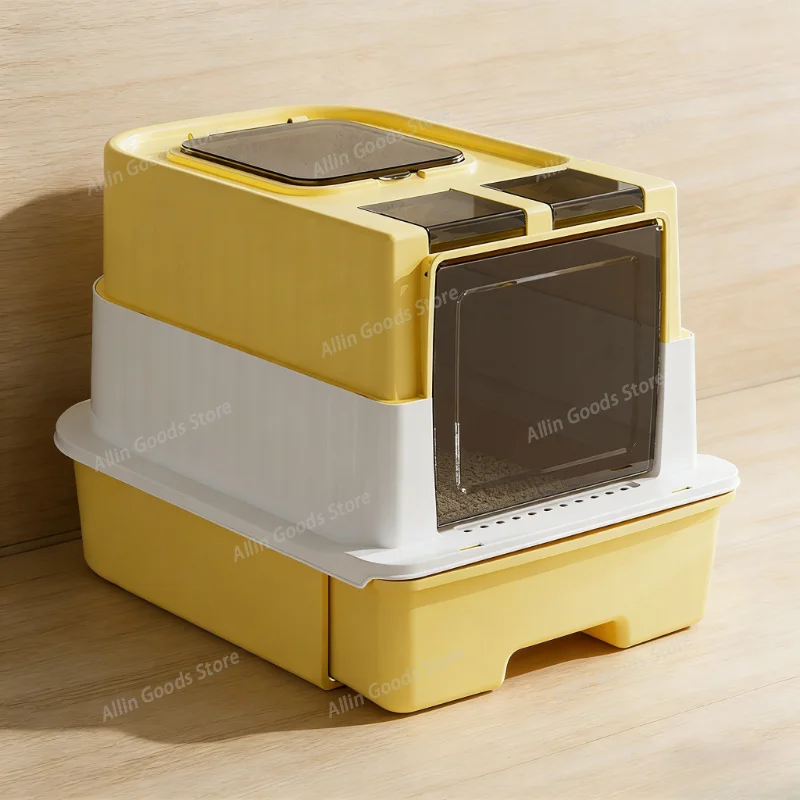 Cat Litter Box Fully Enclosed Extra Large Size Cat Toilet Extra Large Litter Box Anti Roll Out Foldable Enclosed Large Size