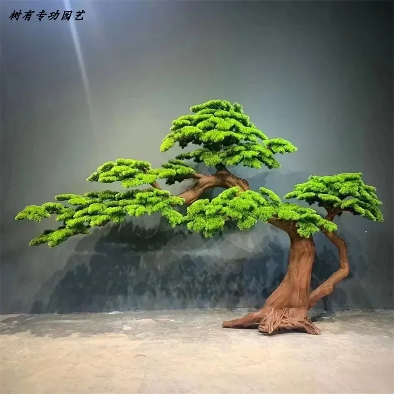 Simulated welcome pine, fake tree, large cedar, Arhat, beauty pine shopping mall hotel bonsai decorative modeling