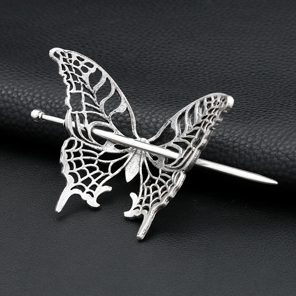 Gothic Vintage Nordic Butterfly Hair Stick For Women Fashion Viking Amulet Hair Clip Hollow Flying Wing Hair Jewelry Wholesale