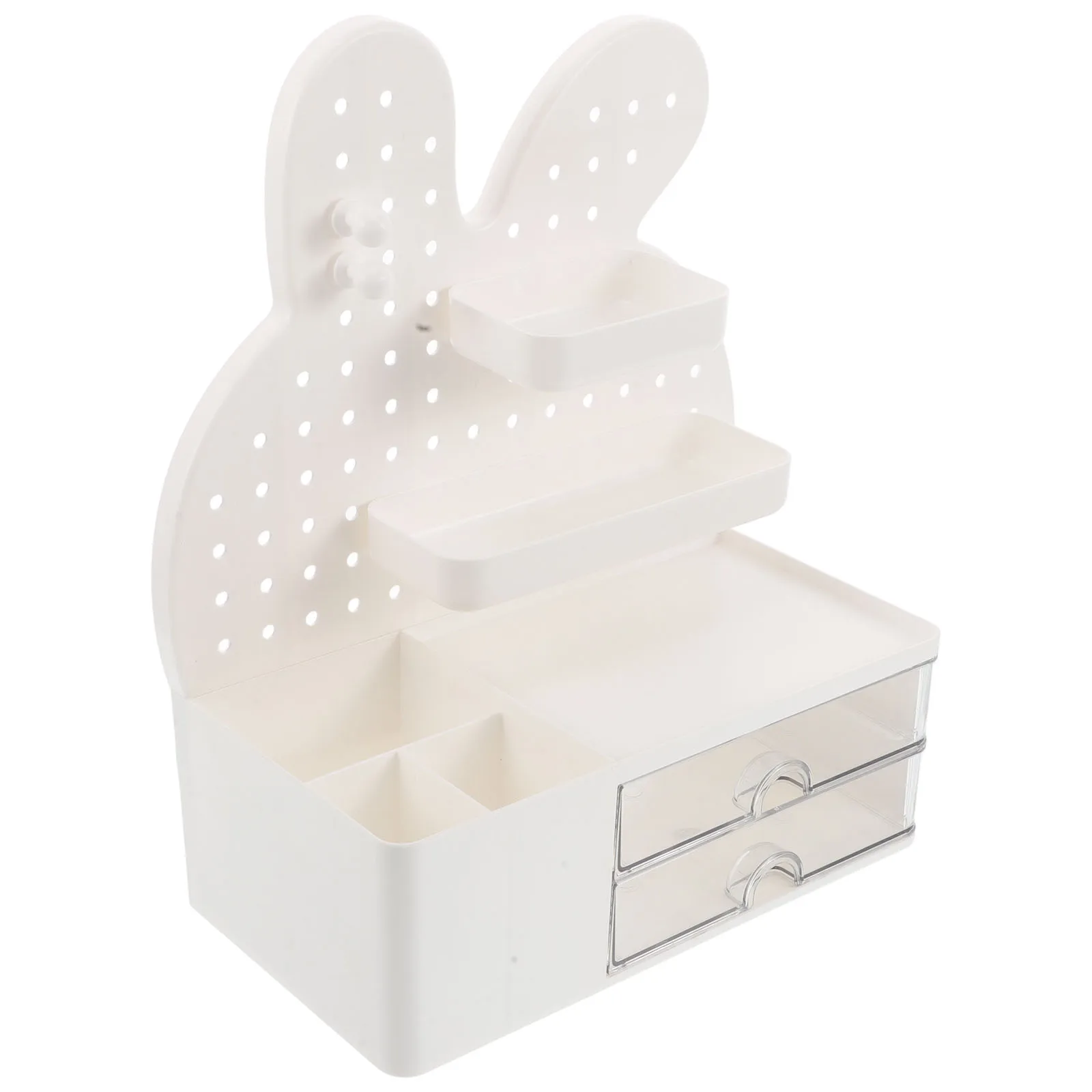 

Bunny Shaped Desk Organizer Storage Box Rabbit Drawers Pegboard Office Supplies Multifunctional Plastic Storage Rack Desktop