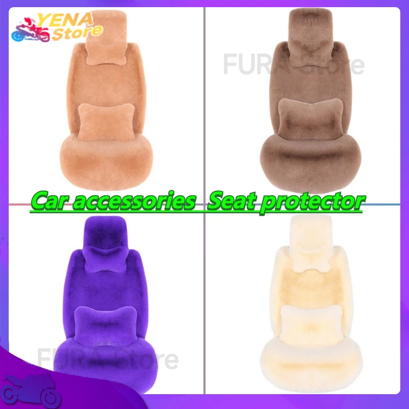 

Winter plush rabbit fur car seat cushion short hair for warmth, front single seat universal automotive accessory seat protector