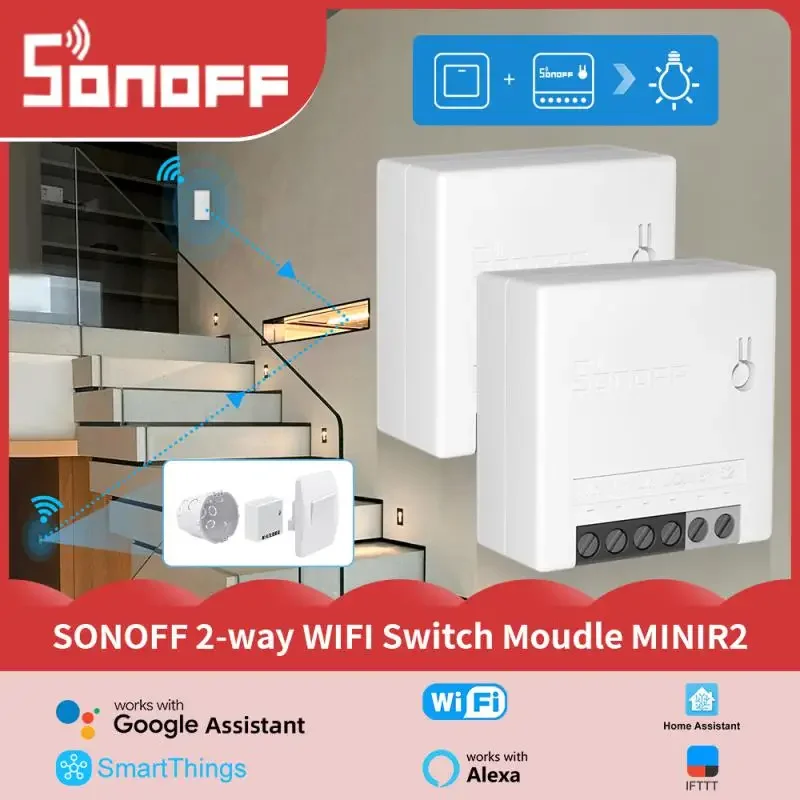 

SONOFF MINIR2 Wi-Fi DIY Switch Mini R2 2-сторонние модули EWeLink APP Беспроводной пульт дистанционного управления работает с Alexa Google Home Automation