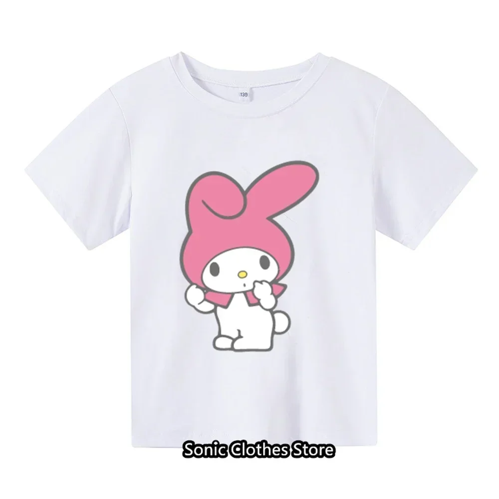 2024 Summer MINISO Cinnamon T-shirt for Children's Clothing, Girls and Boys Casual Short Sleeved Sanrio Cartoon T-shirt