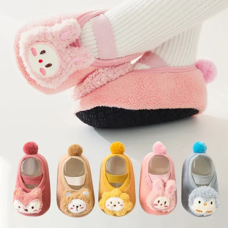 Baby Shoes Lovely Infant Slippers Toddler Kids Boy Girl Knit Crib Shoes Warm Cute Cartoon Anti-slip Prewalker Newborn Slippers